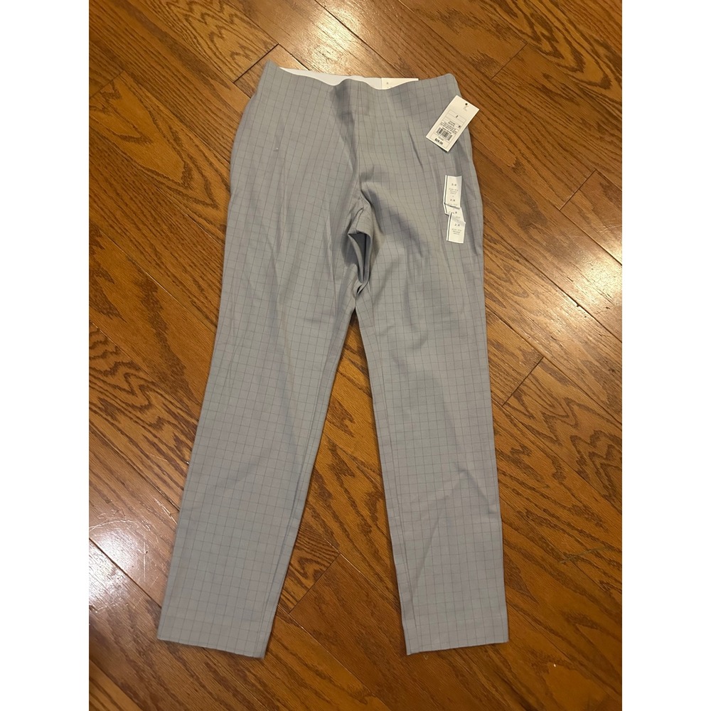 A New Day Womens Grey Plaid Skinny Ankle Pants Side Zip High Rise Stretch 2R